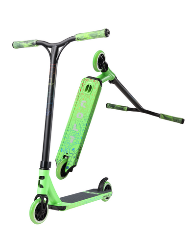 envy colt series 5 green with green wheels side angle and deck bottom