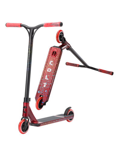 envy colt series 5 red with red wheels side angle and deck bottom